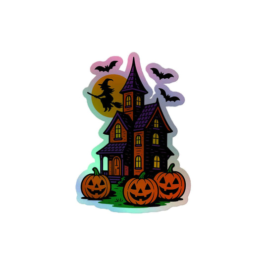 Haunted Halloween House Holographic stickers