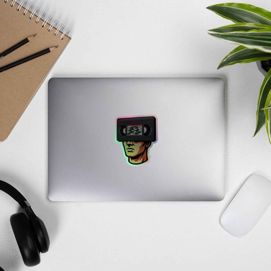Tape Head Retro VHS Horror Design Holographic stickers