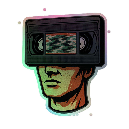 Tape Head Retro VHS Horror Design Holographic stickers
