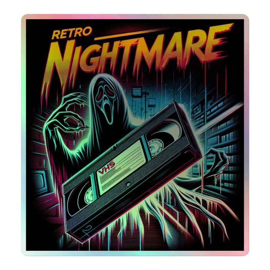 Retro VHS Nightmare Horror Design Holographic stickers