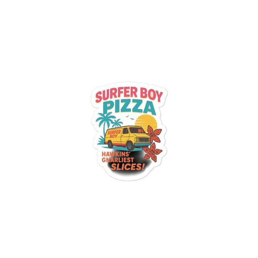 Stranger Things Inspired Surfer Boy Pizza Bubble-free stickers