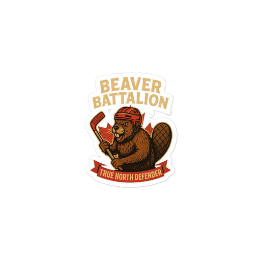 Beaver Battalion – True North Defender Bubble-free stickers  from Rare Plus Apparel – unique movie & pop culture inspired design.