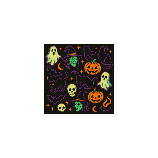 Haunted Halloween Havoc 80s Icon All-Over Print Bubble-free stickers