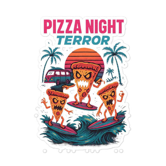 “Surfer Boy Slashers” Pizza Night Terror Bubble-free stickers