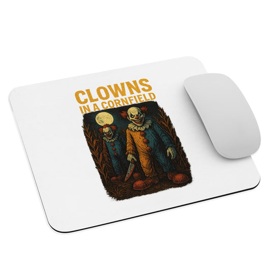 Clowns in a Cornfield Mouse pad  from Rare Plus Apparel – unique movie & pop culture inspired design.