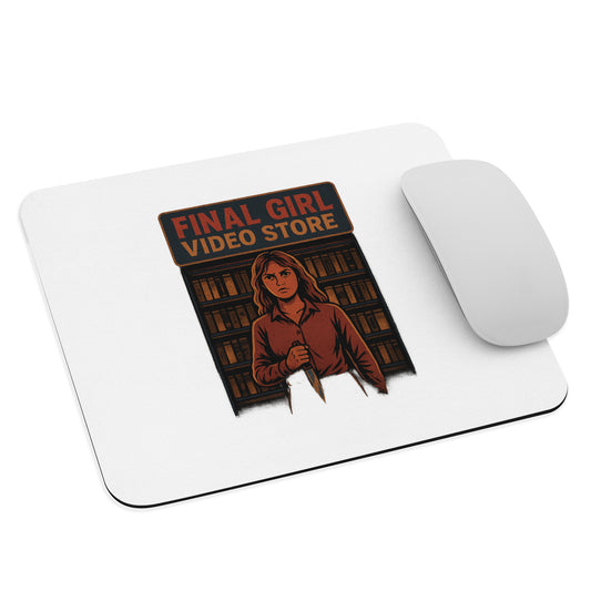 Final Girl Video Store Mouse pad  from Rare Plus Apparel – unique movie & pop culture inspired design.