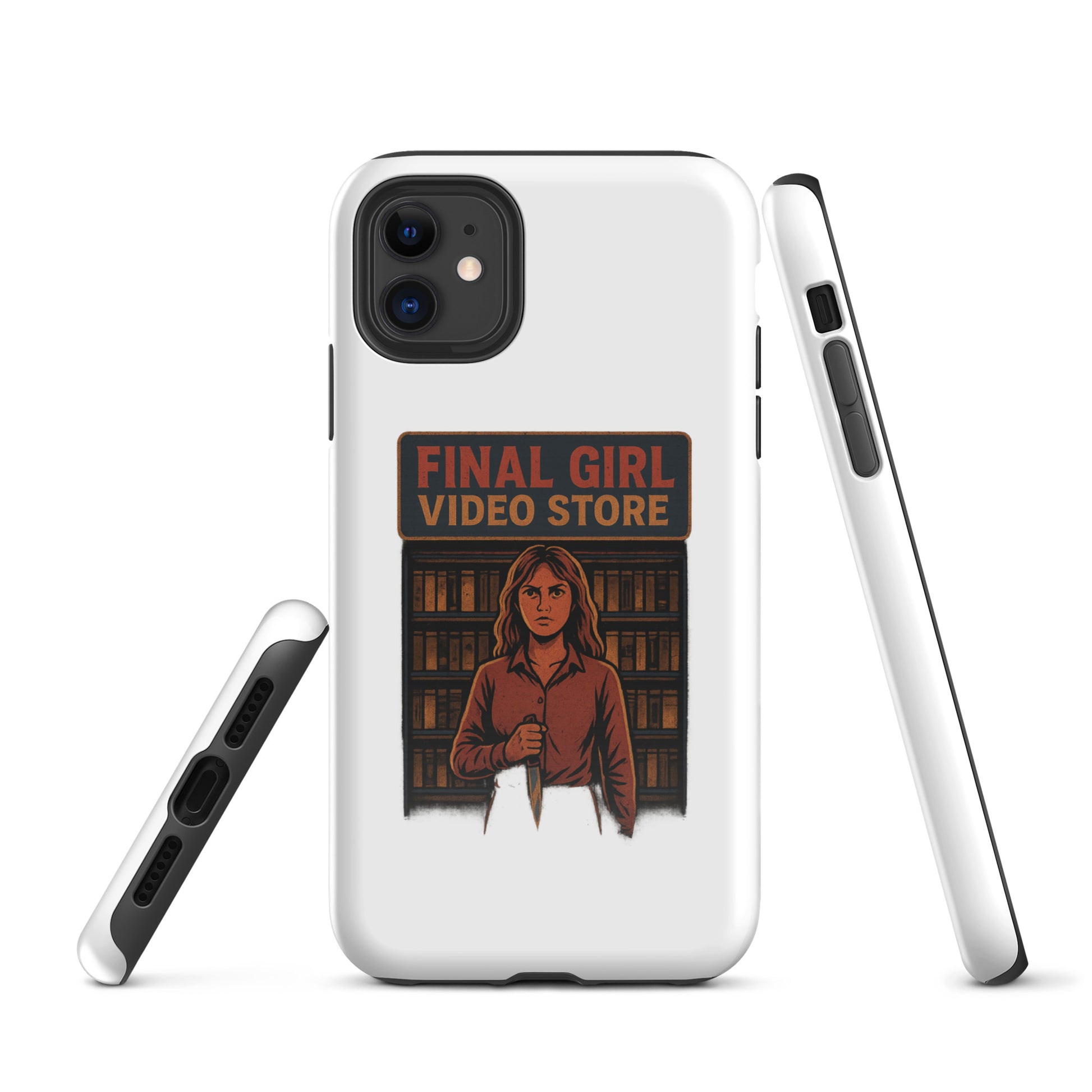 Final Girl Video Store Tough Case for iPhone®  from Rare Plus Apparel – unique movie & pop culture inspired design.