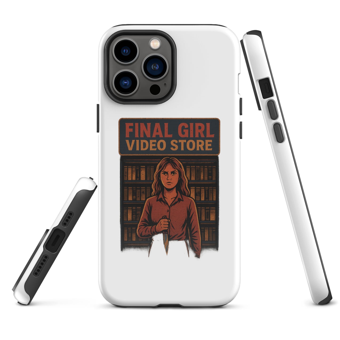 Final Girl Video Store Tough Case for iPhone®  from Rare Plus Apparel – unique movie & pop culture inspired design.