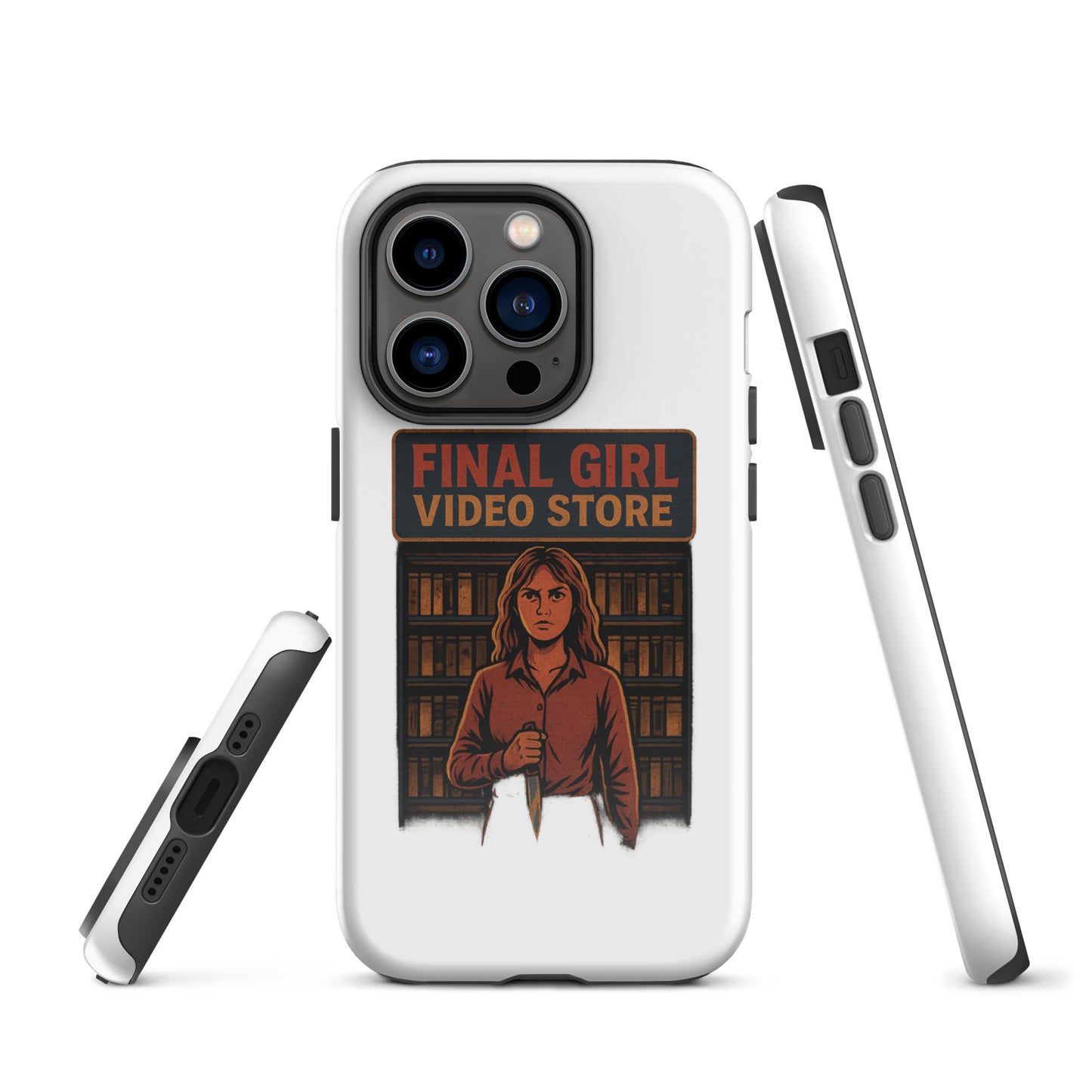Final Girl Video Store Tough Case for iPhone®  from Rare Plus Apparel – unique movie & pop culture inspired design.