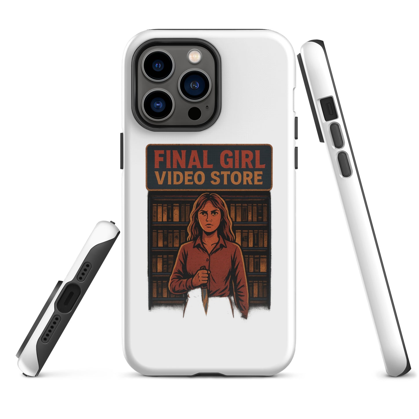 Final Girl Video Store Tough Case for iPhone®  from Rare Plus Apparel – unique movie & pop culture inspired design.