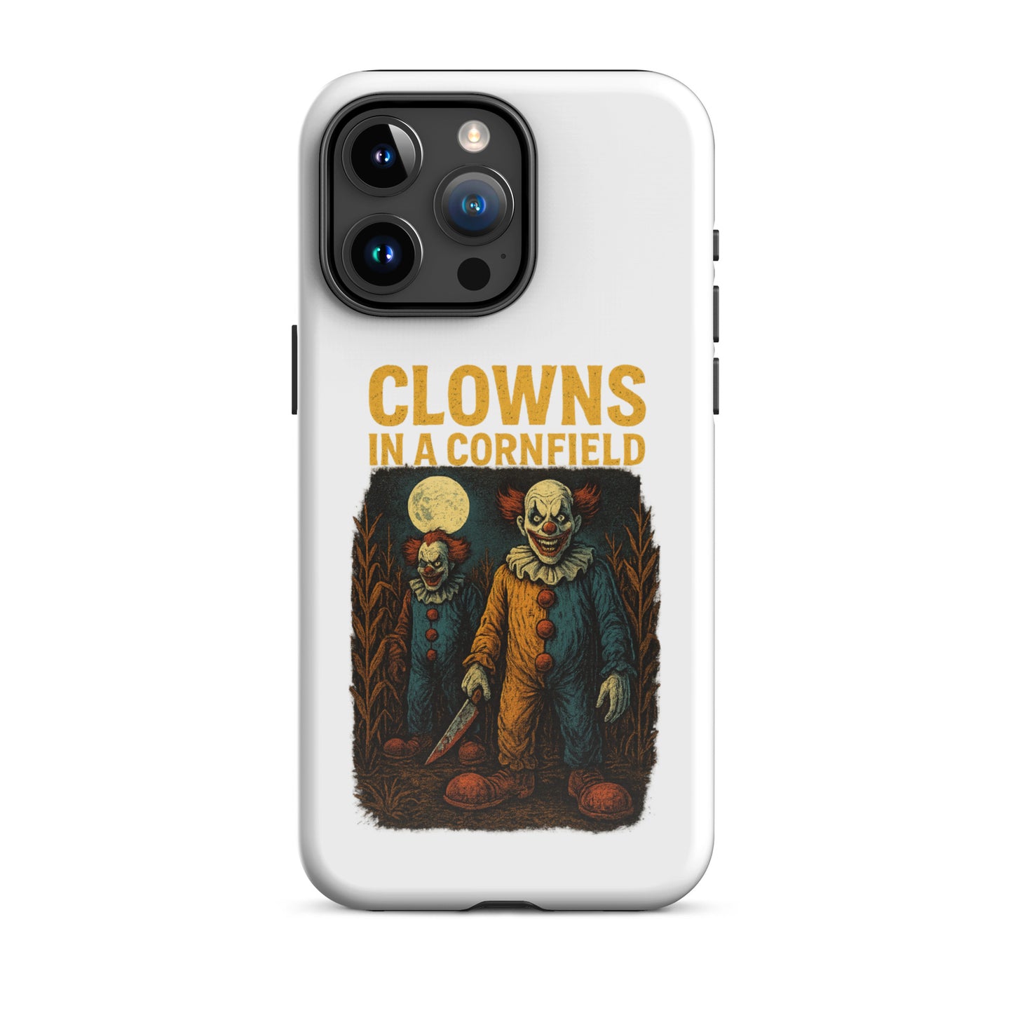 Clowns in a Cornfield Tough Case for iPhone®  from Rare Plus Apparel – unique movie & pop culture inspired design.