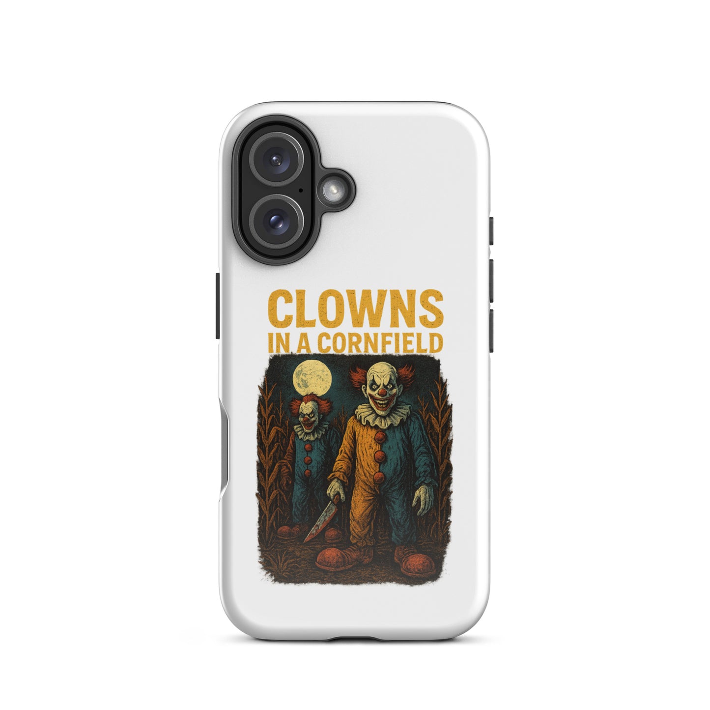 Clowns in a Cornfield Tough Case for iPhone®  from Rare Plus Apparel – unique movie & pop culture inspired design.