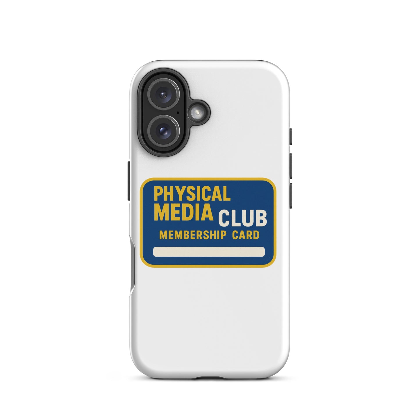 Physical Media Club Tough Case for iPhone®  from Rare Plus Apparel – unique movie & pop culture inspired design.