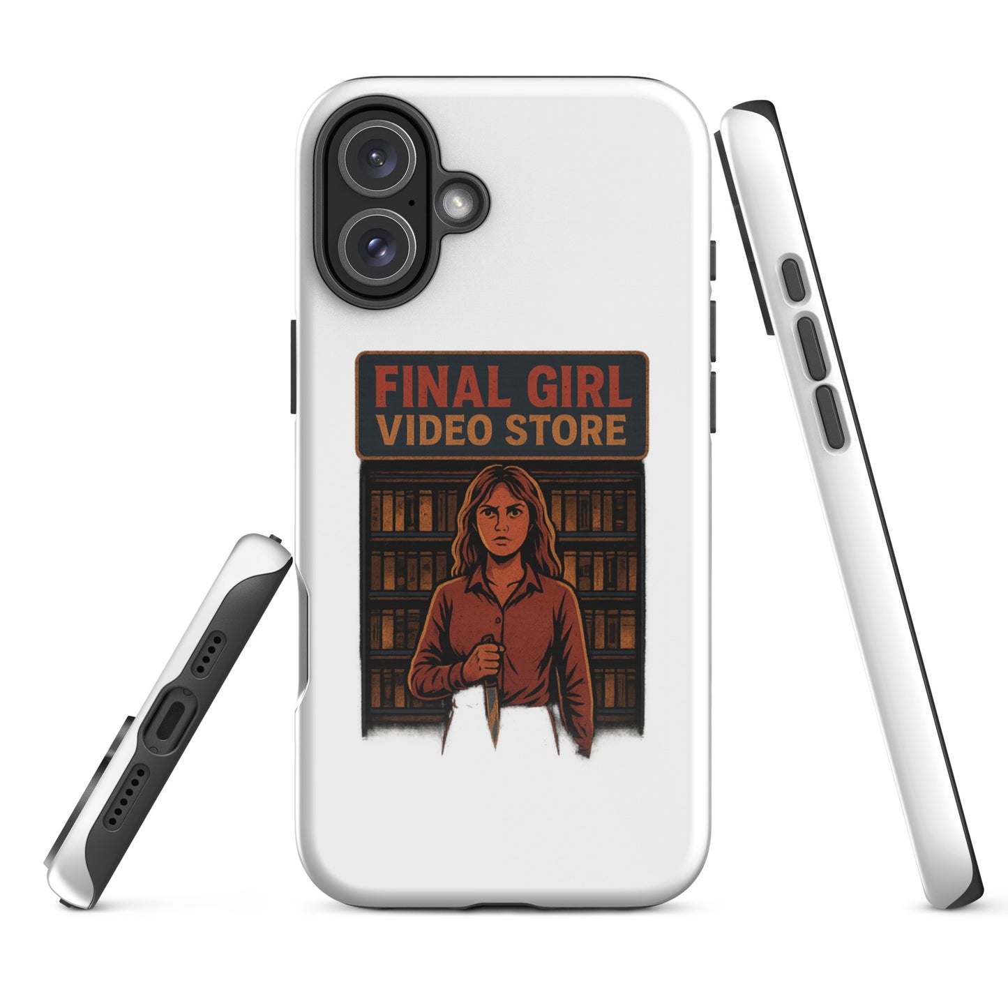 Final Girl Video Store Tough Case for iPhone®  from Rare Plus Apparel – unique movie & pop culture inspired design.