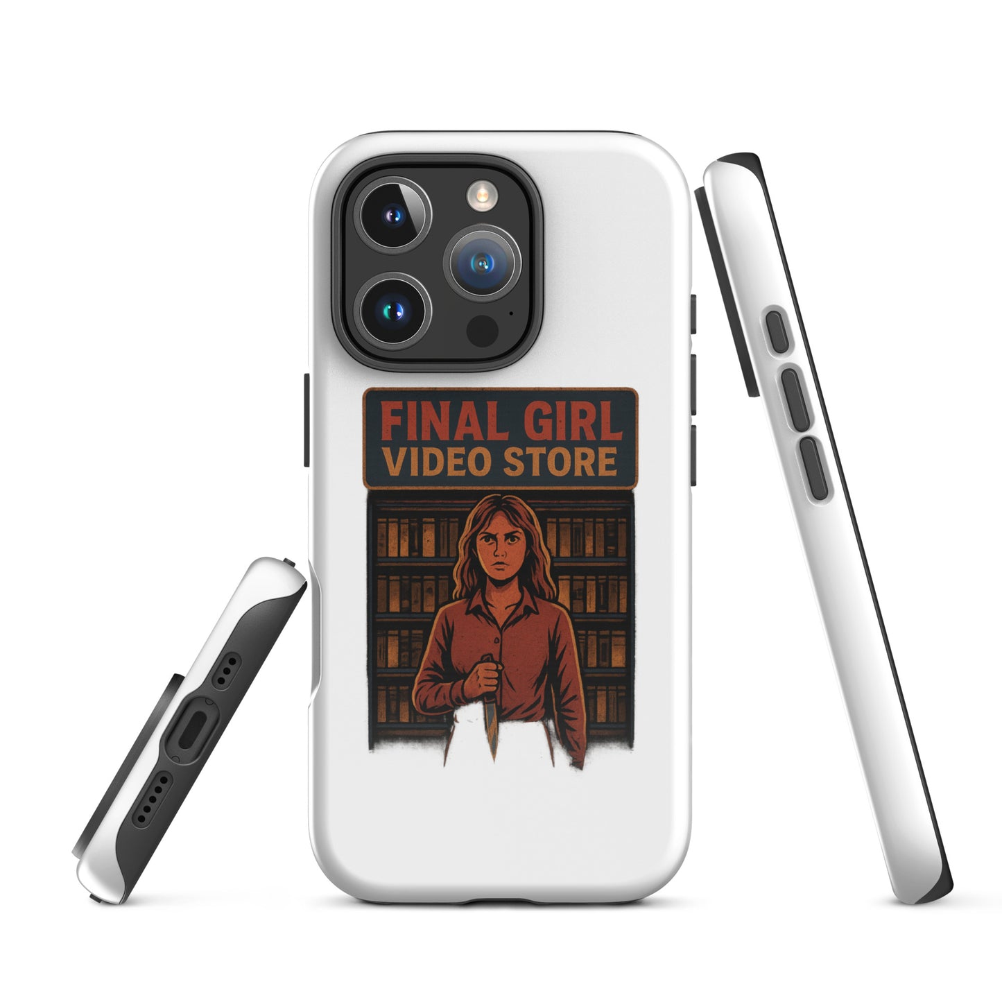 Final Girl Video Store Tough Case for iPhone®  from Rare Plus Apparel – unique movie & pop culture inspired design.