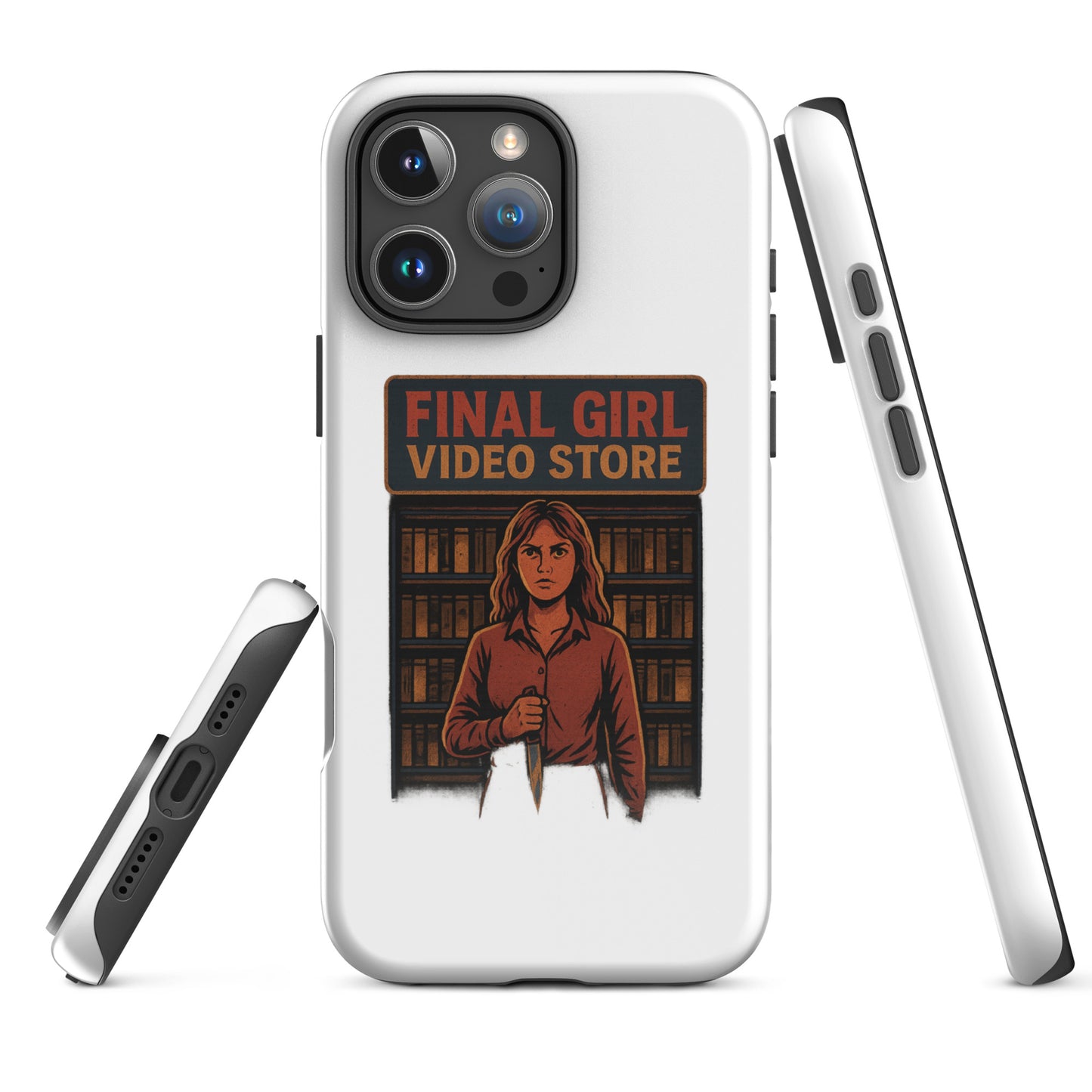 Final Girl Video Store Tough Case for iPhone®  from Rare Plus Apparel – unique movie & pop culture inspired design.