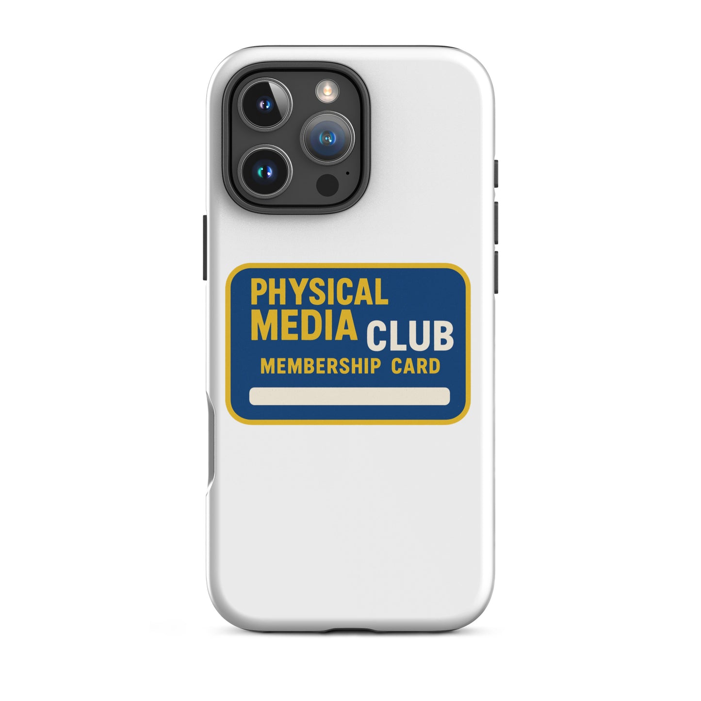 Physical Media Club Tough Case for iPhone®  from Rare Plus Apparel – unique movie & pop culture inspired design.