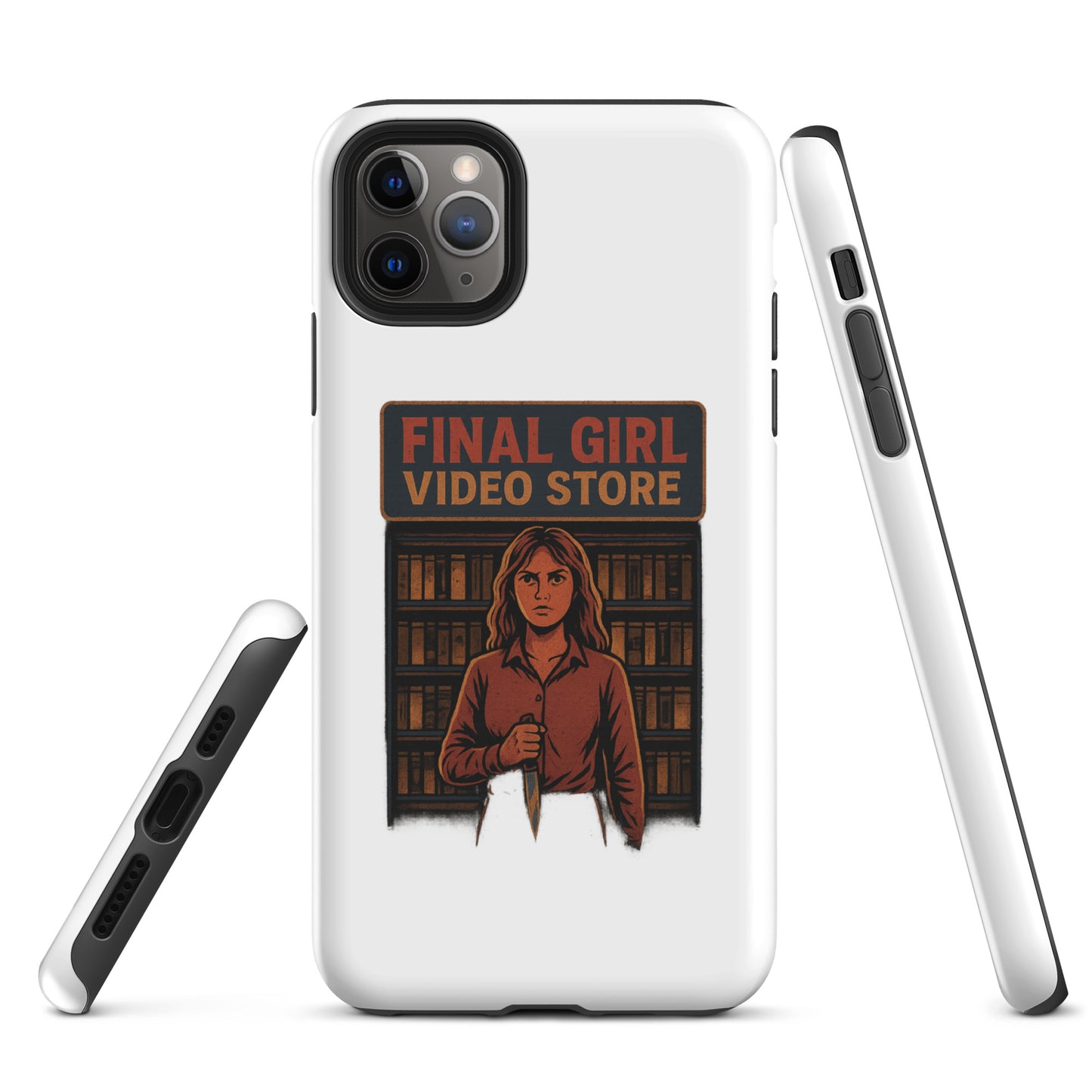 Final Girl Video Store Tough Case for iPhone®  from Rare Plus Apparel – unique movie & pop culture inspired design.