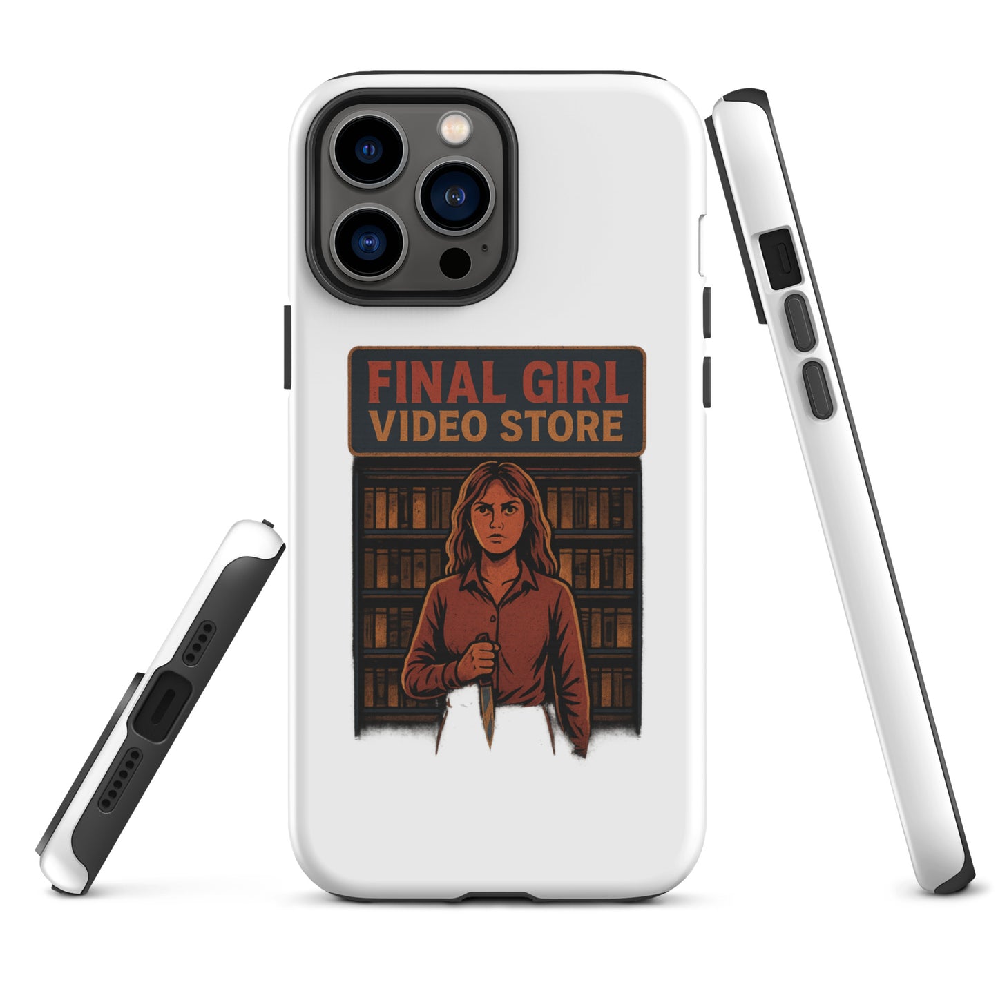 Final Girl Video Store Tough Case for iPhone®  from Rare Plus Apparel – unique movie & pop culture inspired design.