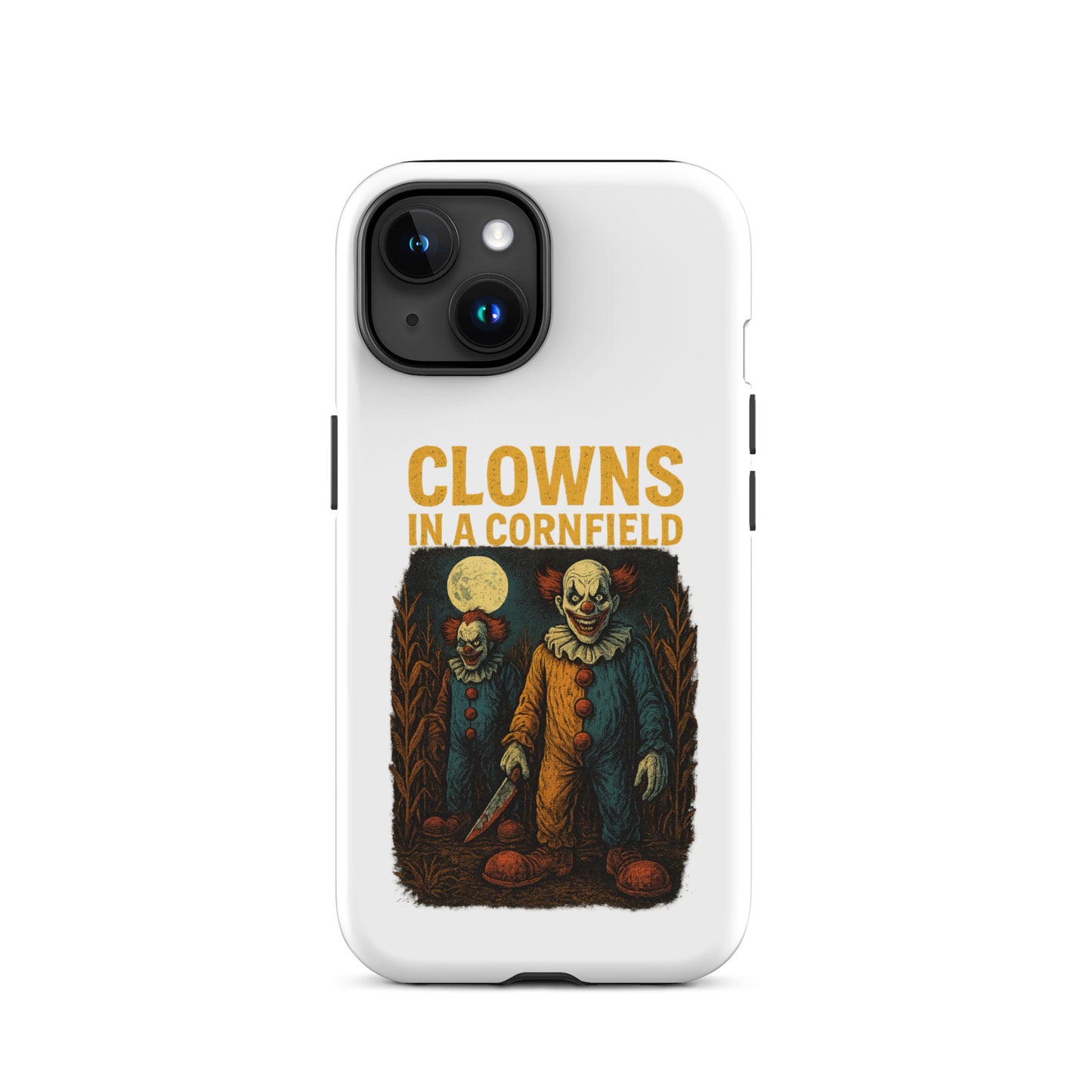 Clowns in a Cornfield Tough Case for iPhone®  from Rare Plus Apparel – unique movie & pop culture inspired design.