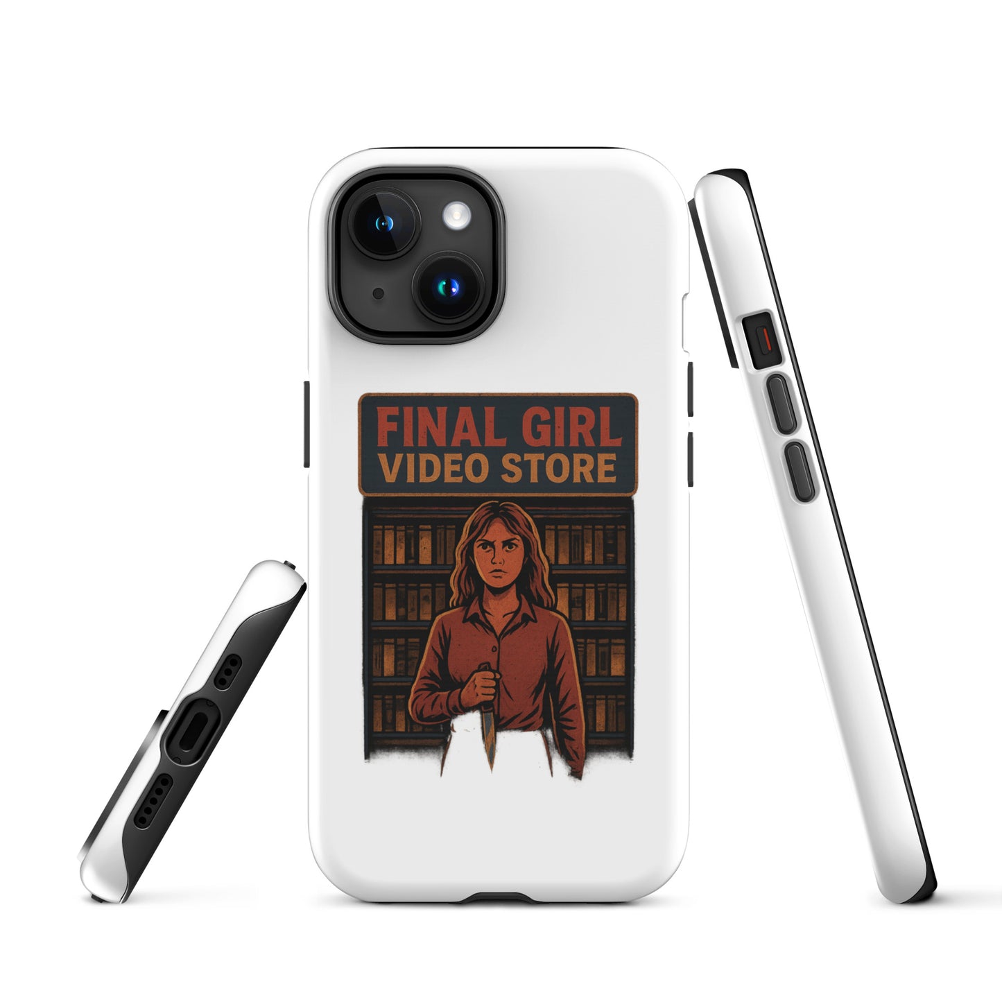 Final Girl Video Store Tough Case for iPhone®  from Rare Plus Apparel – unique movie & pop culture inspired design.