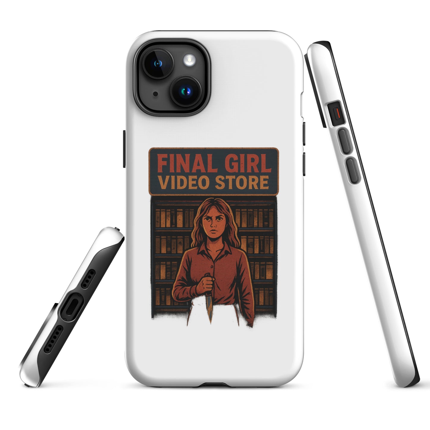 Final Girl Video Store Tough Case for iPhone®  from Rare Plus Apparel – unique movie & pop culture inspired design.