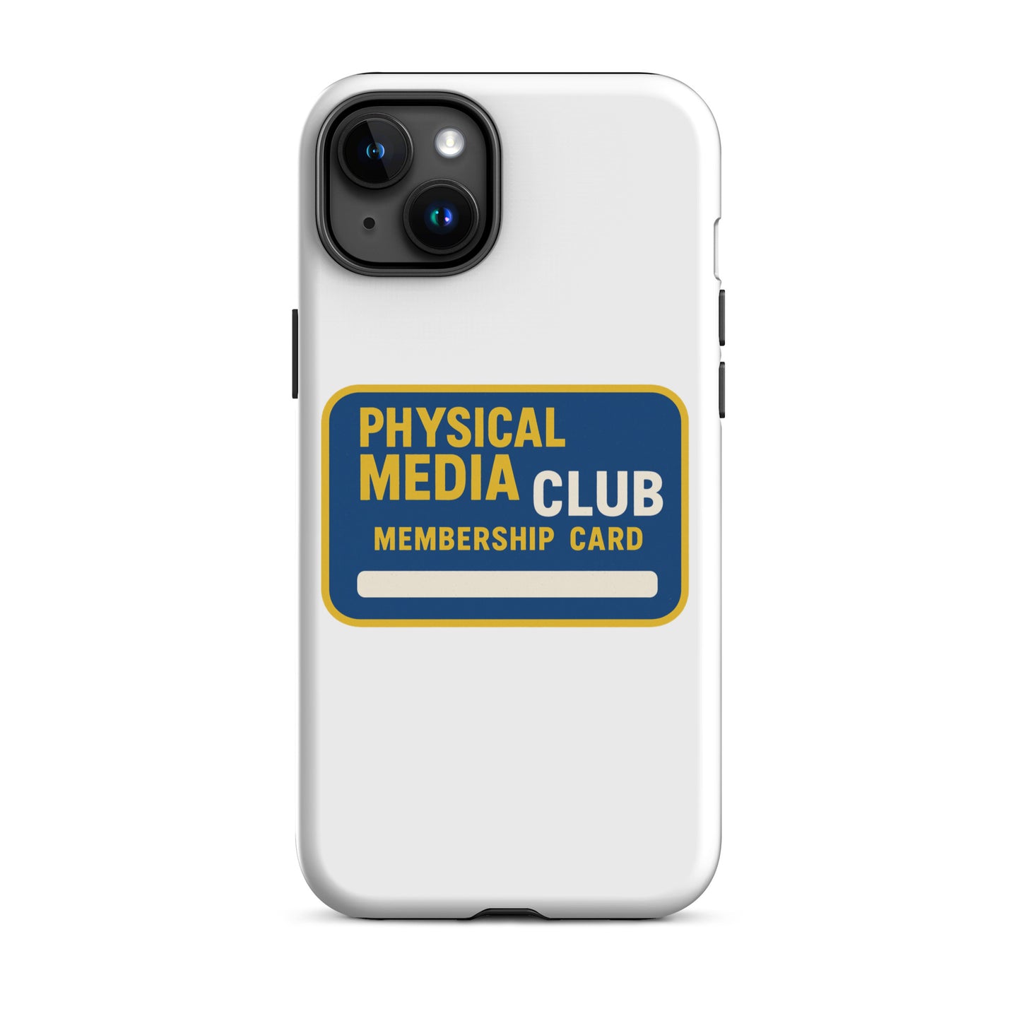 Physical Media Club Tough Case for iPhone®  from Rare Plus Apparel – unique movie & pop culture inspired design.