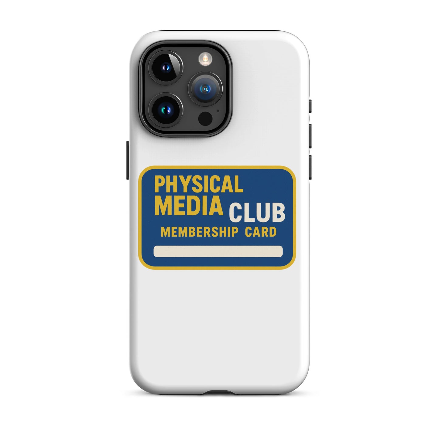 Physical Media Club Tough Case for iPhone®  from Rare Plus Apparel – unique movie & pop culture inspired design.