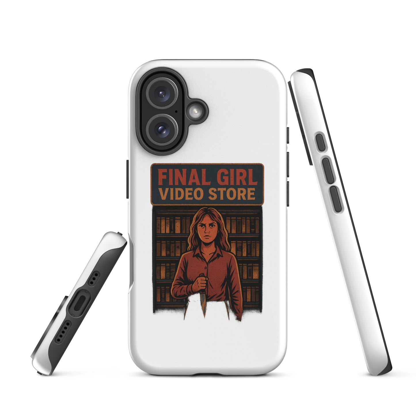 Final Girl Video Store Tough Case for iPhone®  from Rare Plus Apparel – unique movie & pop culture inspired design.