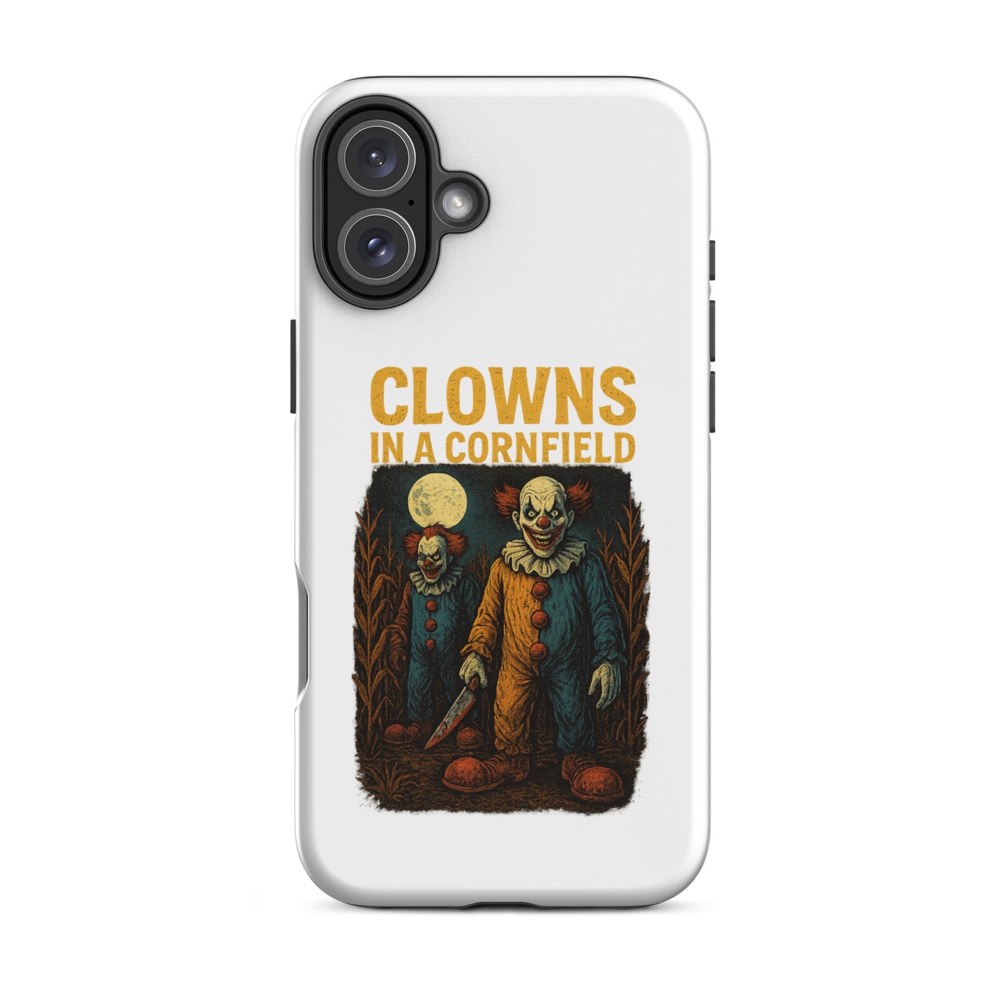 Clowns in a Cornfield Tough Case for iPhone®  from Rare Plus Apparel – unique movie & pop culture inspired design.