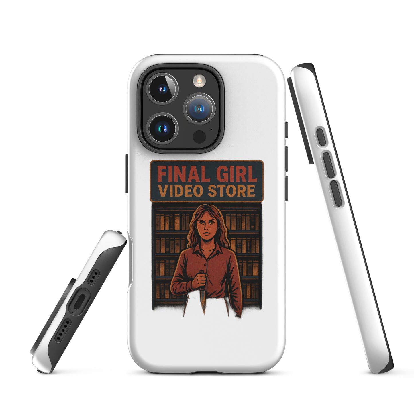 Final Girl Video Store Tough Case for iPhone®  from Rare Plus Apparel – unique movie & pop culture inspired design.