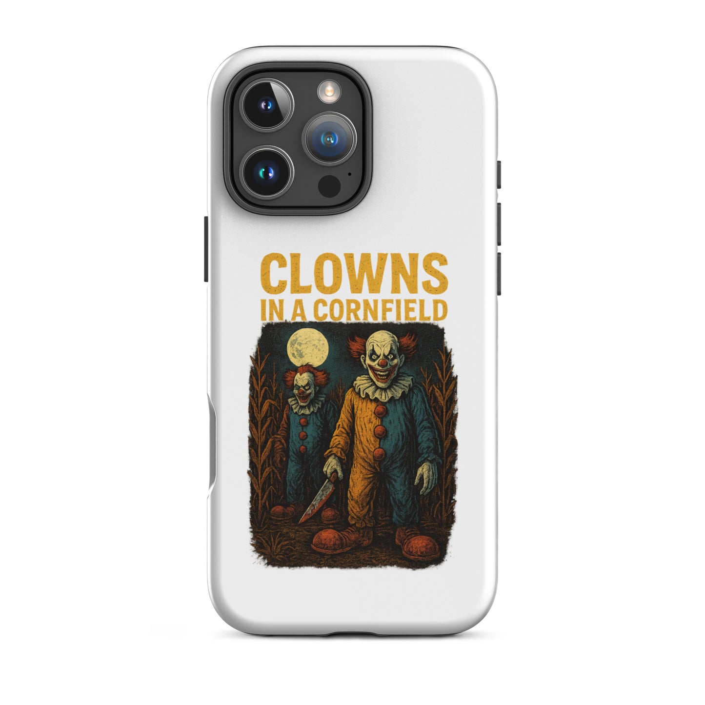 Clowns in a Cornfield Tough Case for iPhone®  from Rare Plus Apparel – unique movie & pop culture inspired design.