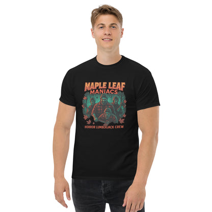 Maple Leaf Maniacs – Horror Lumberjack Crew Unisex classic tee  from Rare Plus Apparel – unique movie & pop culture inspired design.