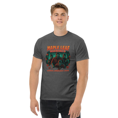 Maple Leaf Maniacs – Horror Lumberjack Crew Unisex classic tee  from Rare Plus Apparel – unique movie & pop culture inspired design.