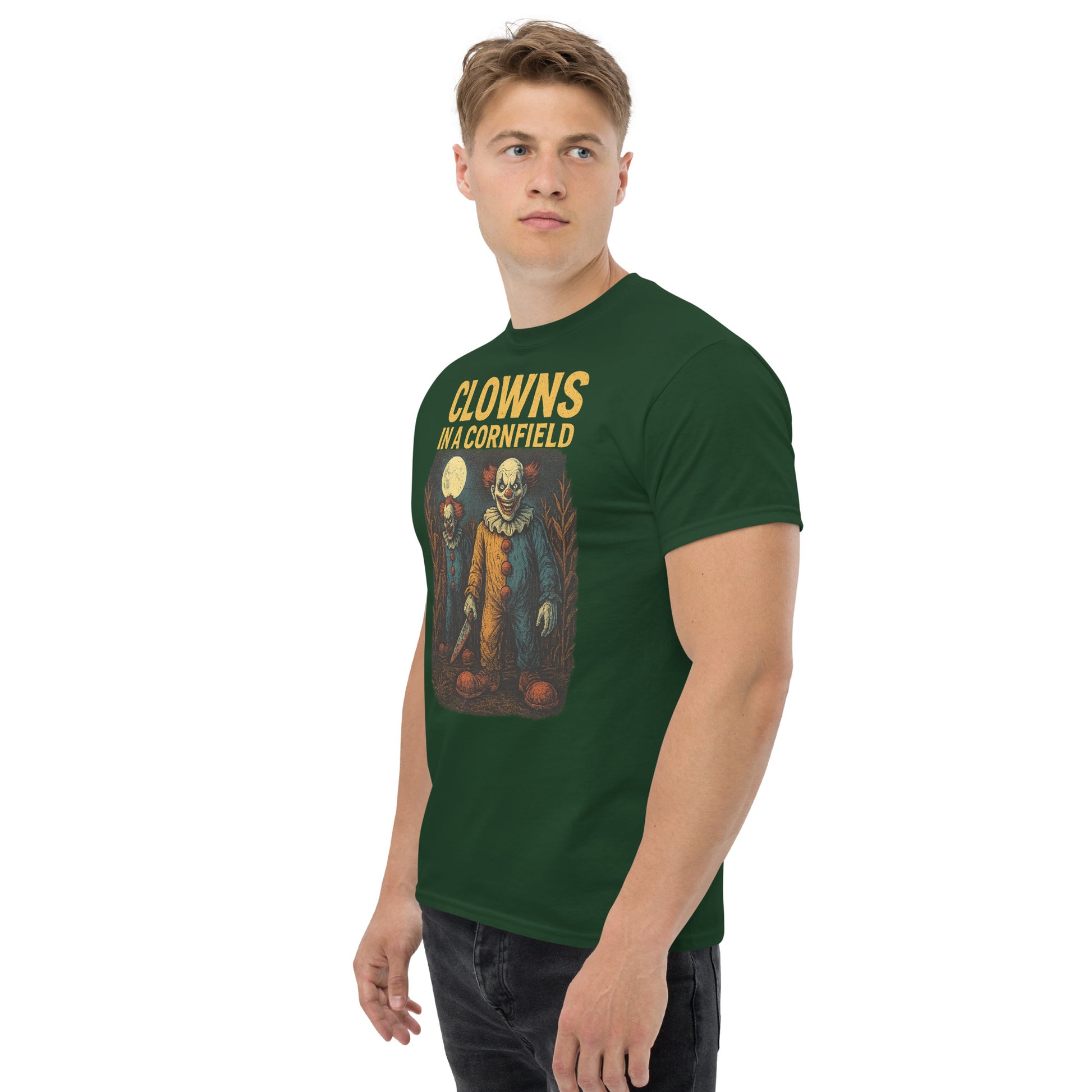 Clowns in a Cornfield Unisex classic tee  from Rare Plus Apparel – unique movie & pop culture inspired design.