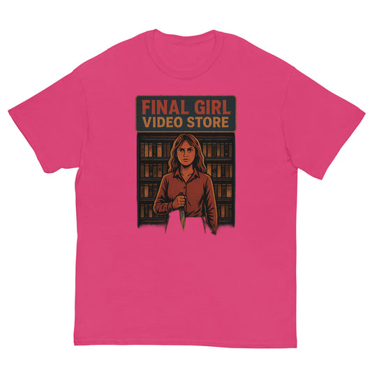 Final Girl Video Store Unisex classic tee  from Rare Plus Apparel – unique movie & pop culture inspired design.