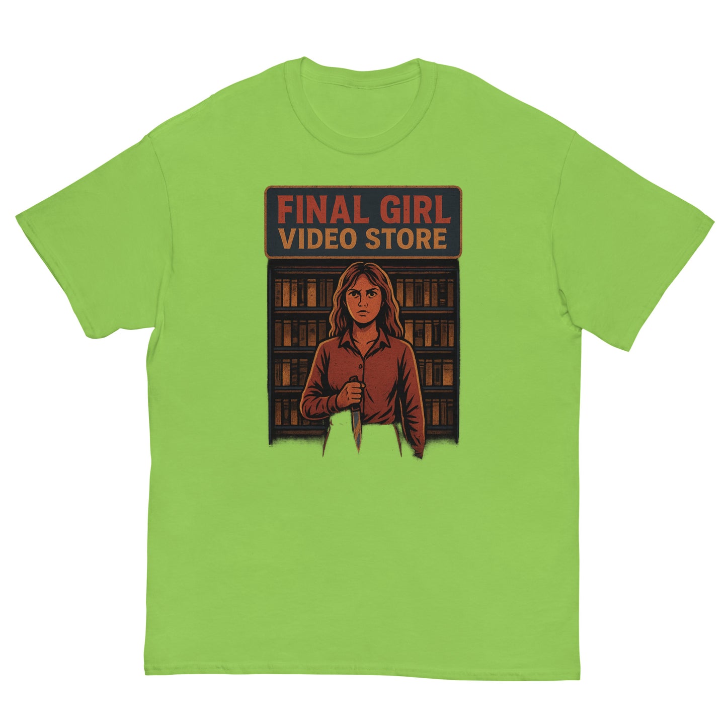 Final Girl Video Store Unisex classic tee  from Rare Plus Apparel – unique movie & pop culture inspired design.