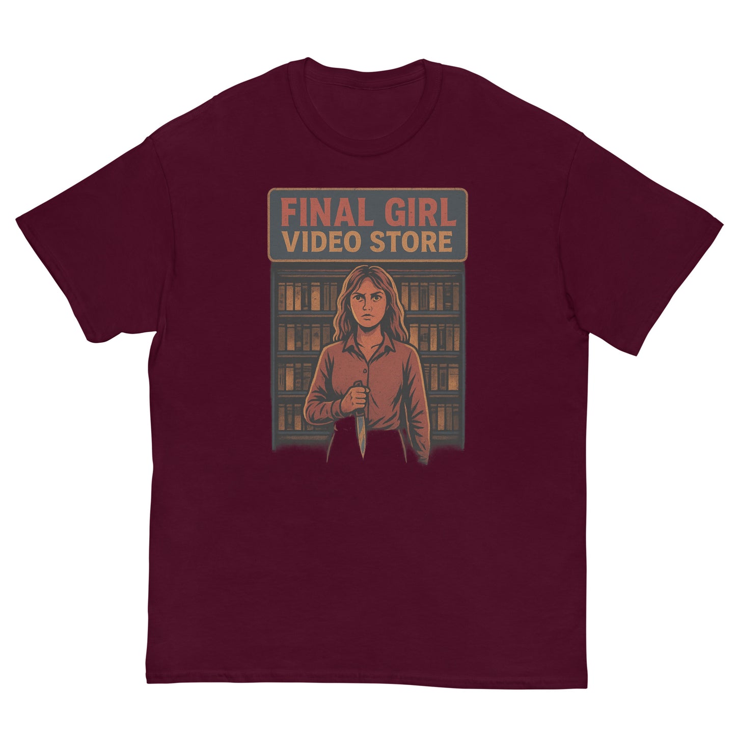 Final Girl Video Store Unisex classic tee  from Rare Plus Apparel – unique movie & pop culture inspired design.