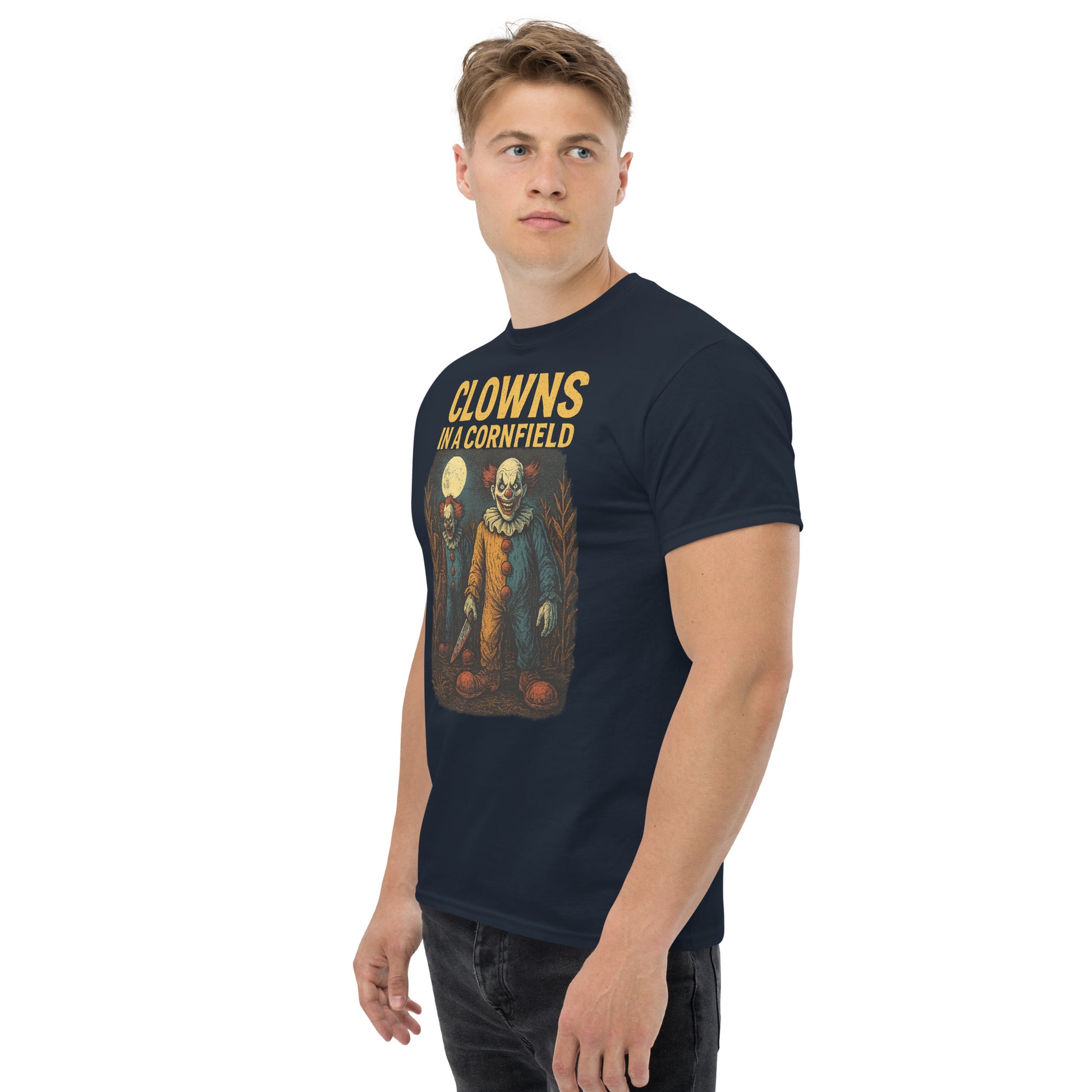 Clowns in a Cornfield Unisex classic tee  from Rare Plus Apparel – unique movie & pop culture inspired design.