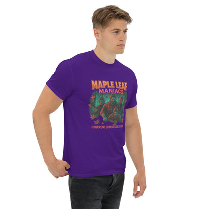 Maple Leaf Maniacs – Horror Lumberjack Crew Unisex classic tee  from Rare Plus Apparel – unique movie & pop culture inspired design.
