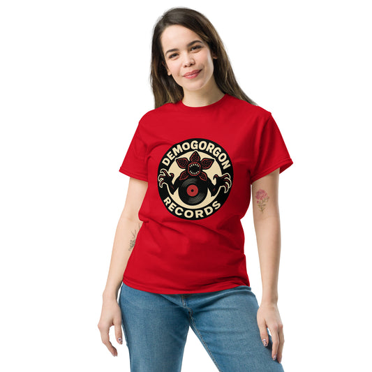 Demogorgon Records Unisex classic tee  from Rare Plus Apparel – unique movie & pop culture inspired design.