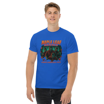 Maple Leaf Maniacs – Horror Lumberjack Crew Unisex classic tee  from Rare Plus Apparel – unique movie & pop culture inspired design.