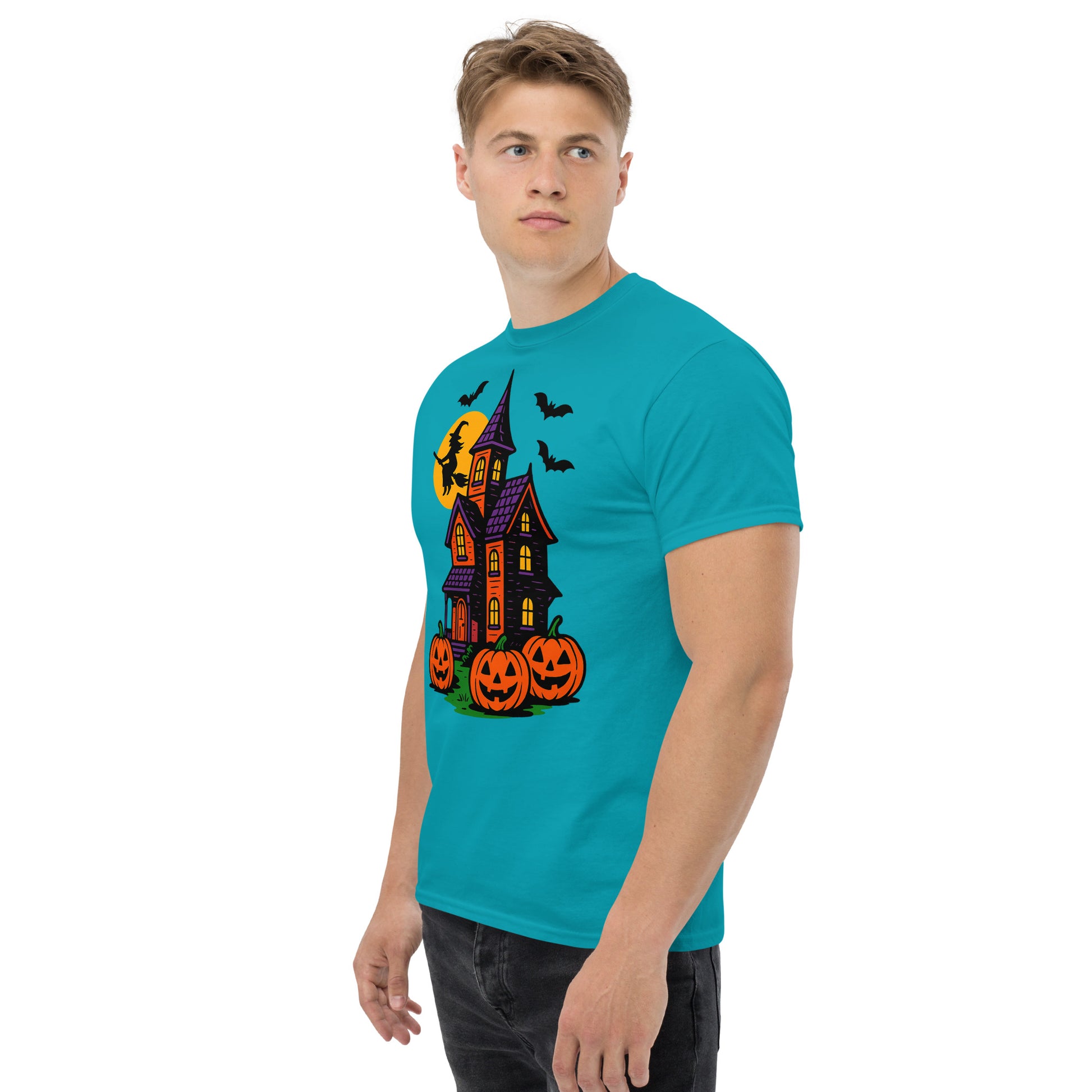 Haunted Halloween House Unisex classic tee  from Rare Plus Apparel – unique movie & pop culture inspired design.