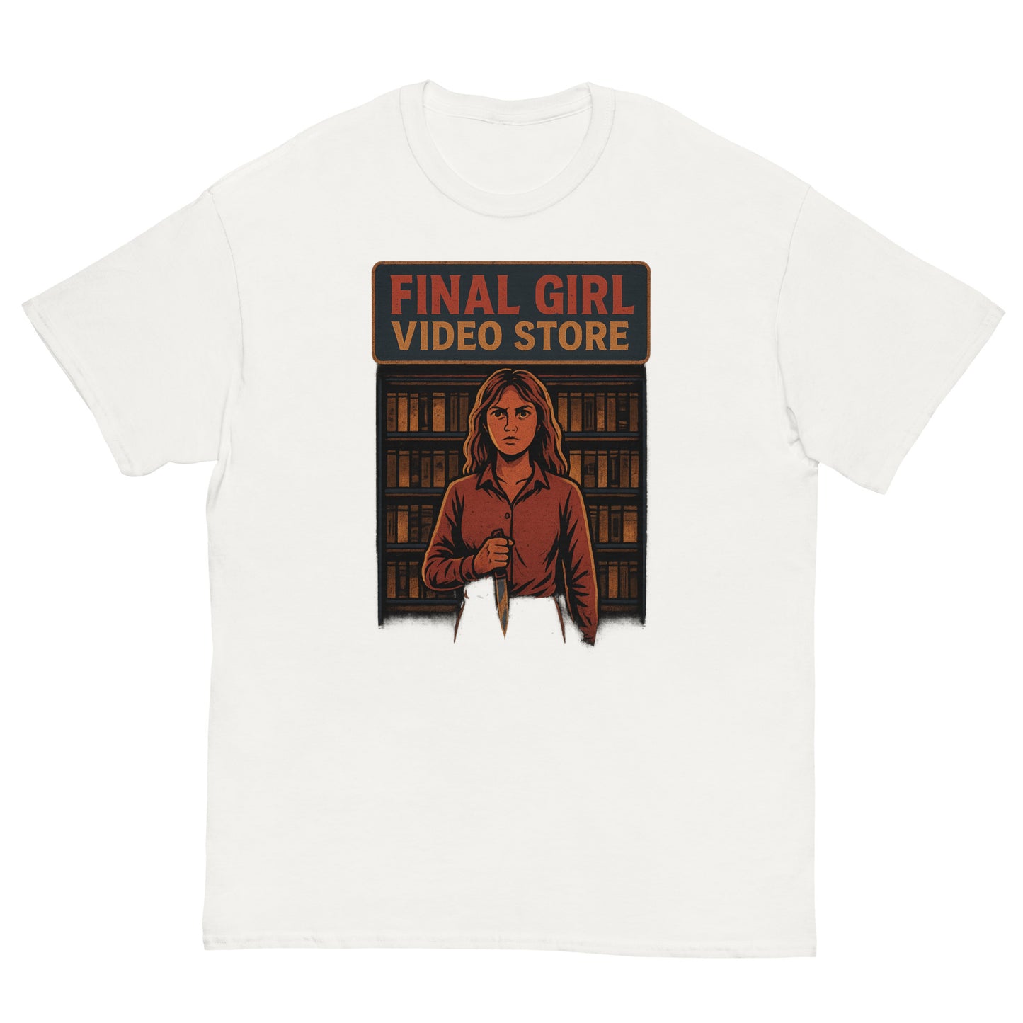 Final Girl Video Store Unisex classic tee  from Rare Plus Apparel – unique movie & pop culture inspired design.