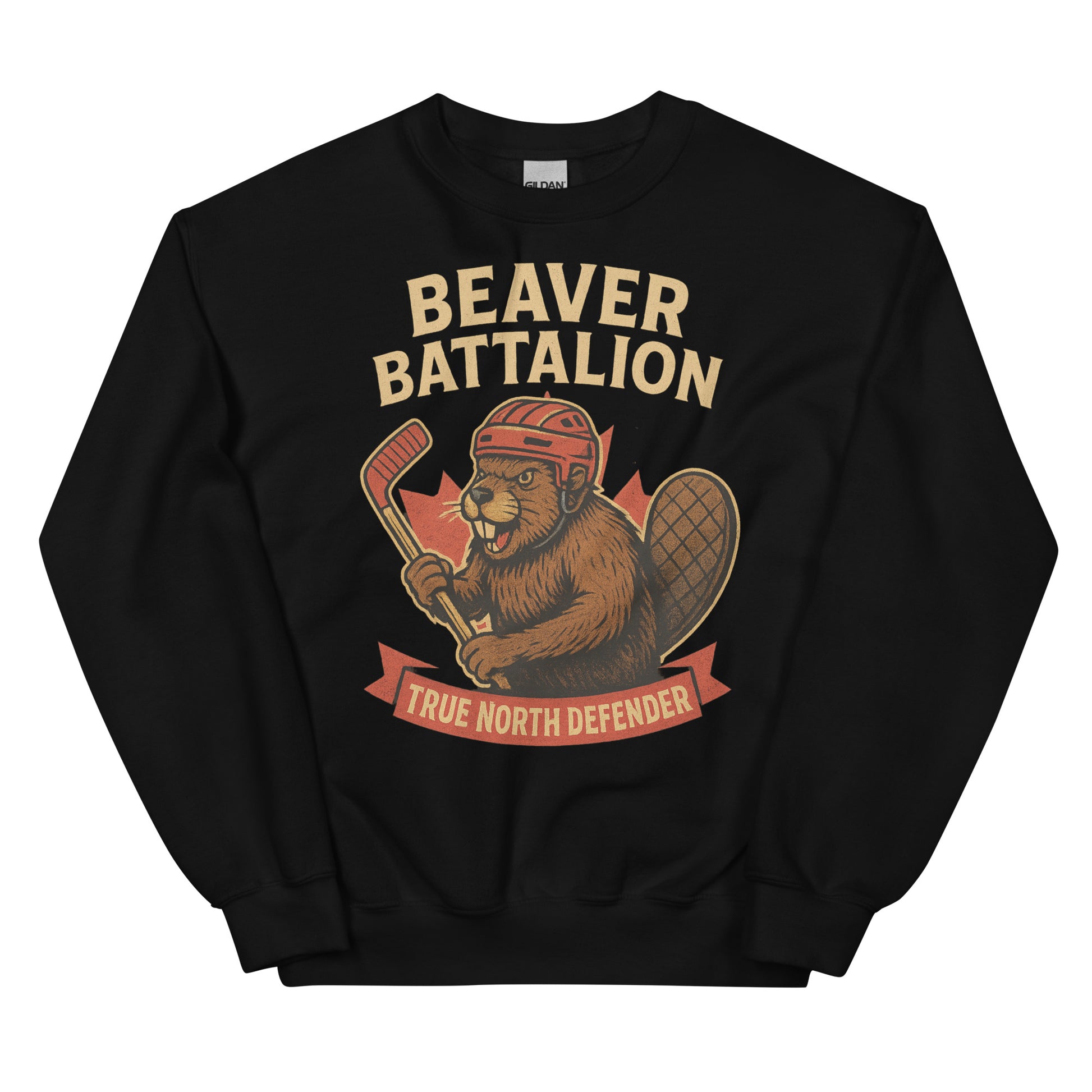 Beaver Battalion – True North Defender Unisex Sweatshirt  from Rare Plus Apparel – unique movie & pop culture inspired design.