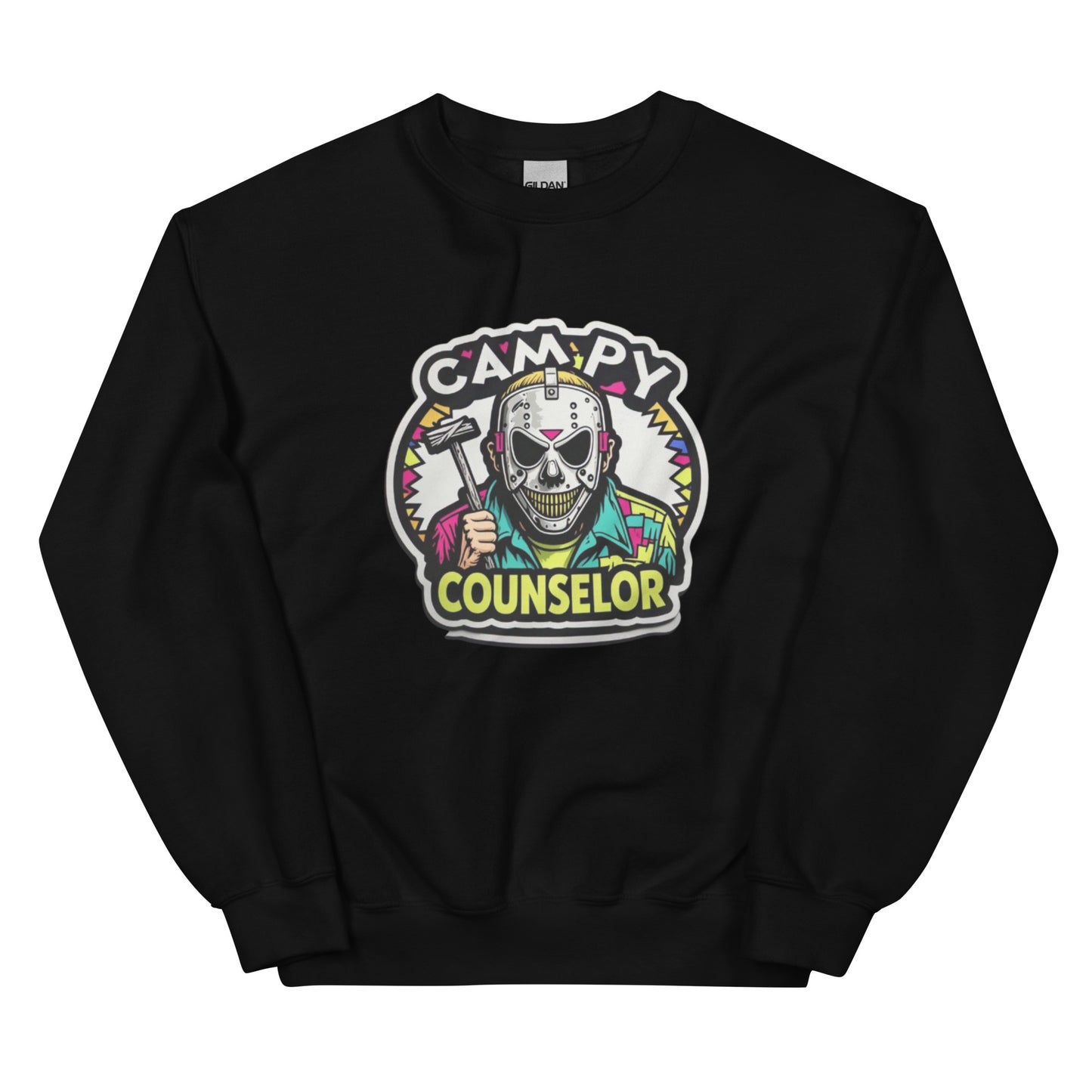 Campy Counselor Unisex Sweatshirt  from Rare Plus Apparel – unique movie & pop culture inspired design.