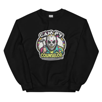 Campy Counselor Unisex Sweatshirt  from Rare Plus Apparel – unique movie & pop culture inspired design.