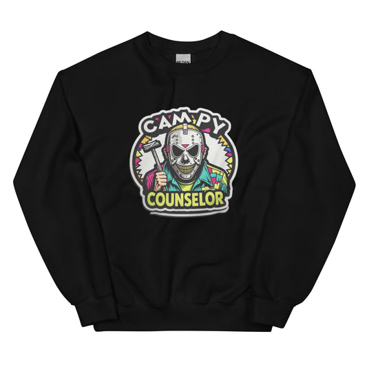 Campy Counselor Unisex Sweatshirt  from Rare Plus Apparel – unique movie & pop culture inspired design.