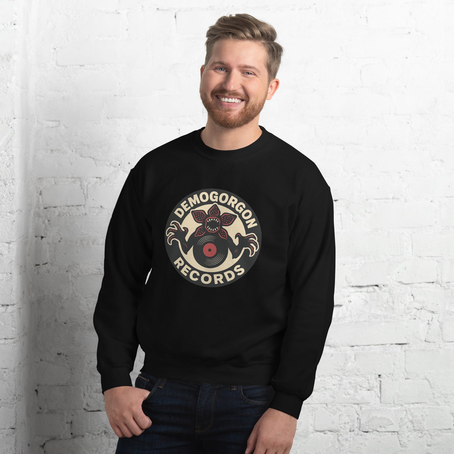 Demogorgon Records Unisex Sweatshirt  from Rare Plus Apparel – unique movie & pop culture inspired design.