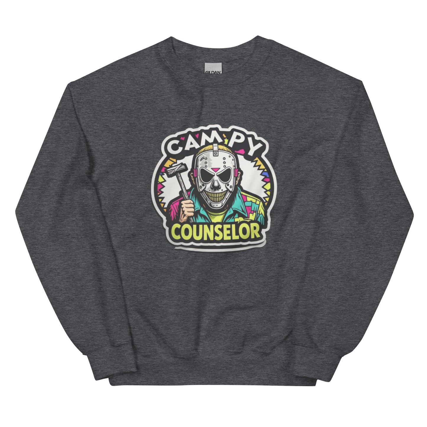 Campy Counselor Unisex Sweatshirt  from Rare Plus Apparel – unique movie & pop culture inspired design.